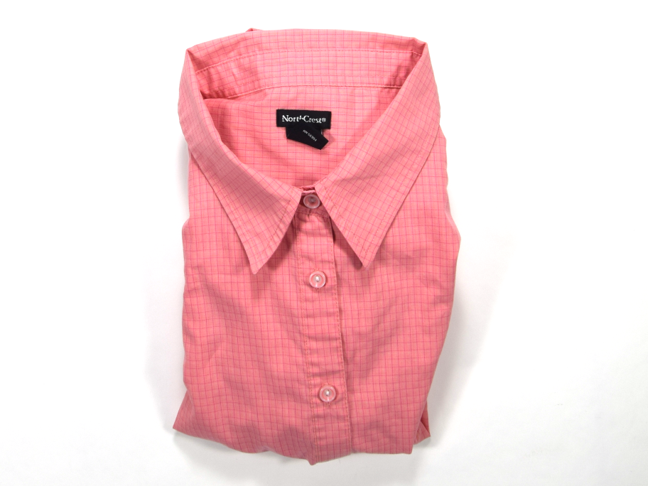 Pink women's button up collard shirt